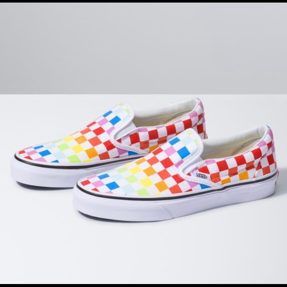 rainbow vans slip on womens